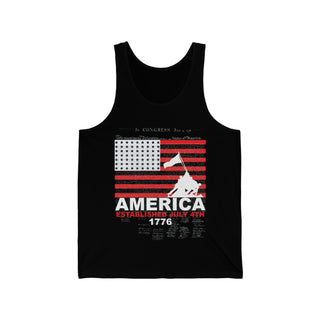 Buy black Celebrate Independence with Our Unisex America Established July 4th 1776 Jersey Tank