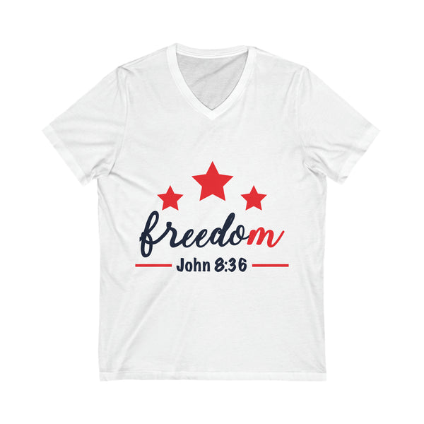 Freedom John 8:36 Unisex Jersey Short Sleeve V-Neck Tee