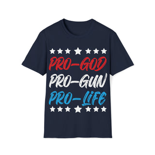 Buy navy Soft Unisex Softstyle T-Shirt Pro God Pro Gun Pro Life