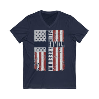 Buy navy Faith Family Freedom Unisex Short Sleeve V-Neck Tee