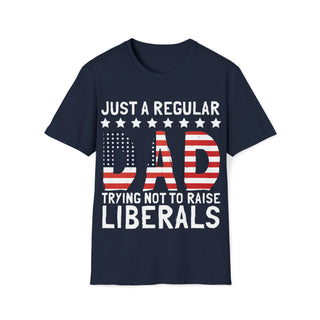 Buy navy Unisex Just A Regular Dad Trying Not To Raise Liberals Softstyle T-Shirt