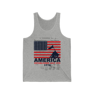 Buy athletic-heather Celebrate Independence with Our Unisex America Established July 4th 1776 Jersey Tank