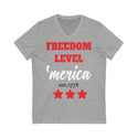 Freedom Level America Est 1776 - Unisex Jersey Short Sleeve V-Neck Tee