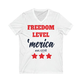 Freedom Level America Est 1776 - Unisex Jersey V-Neck Tee