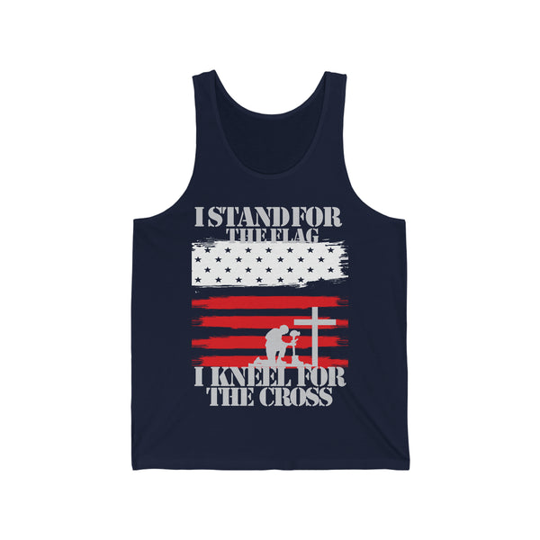 I Stand For The Flag I Kneel For American Flag and Cross Jersey Tank