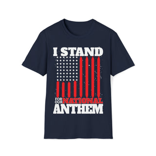 Buy navy Unisex Softstyle T-Shirt I Stand For Our National Anthem