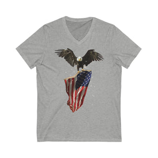 Buy athletic-heather Bald Eagle Carrying Flying American Flag T-Shirt