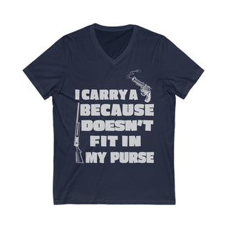 Buy navy I Carry A Gun Because A Rifle Doesn&#39;t Fit In My Purse-Short Sleeve Unique Statement V-Neck Tee
