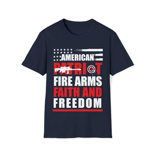 Buy navy Unisex American Patriot Fire Arms Faith And Freedom Soft Style T-Shirt