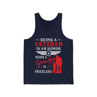 Buy navy Unisex Being A Veteran Is An Honor Being A Grandpa Jersey Tank Top