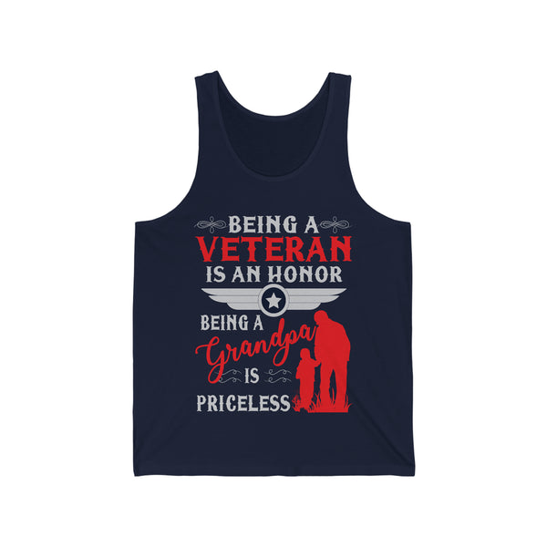 Unisex Being A Veteran Is An Honor Being A Grandpa Is Priceless Jersey Tank