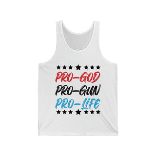 Buy white Pro God Pro Gun Pro Life Unisex Jersey Tank Top