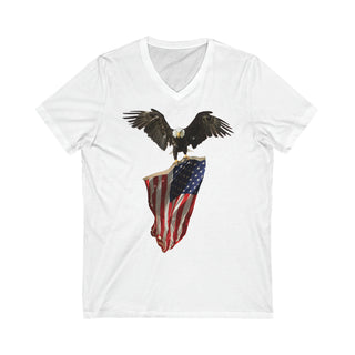 Buy white Bald Eagle Carrying American Flag T-Shirt - Grey