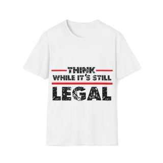 Buy white Unisex Cotton T-Shirt | Think While It&#39;s Still Legal