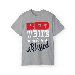 Buy sport-grey Unisex Patriotic Red White Blessed Ultra Cotton Tee