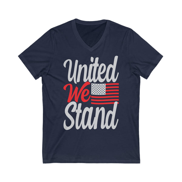 United We Stand Unisex Jersey Short Sleeve V-Neck Tee -unwavering dedication with fashion