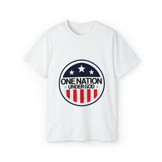Buy white One Nation Under God - Unisex Patriotic Ultra Cotton Tee with Faithful Design