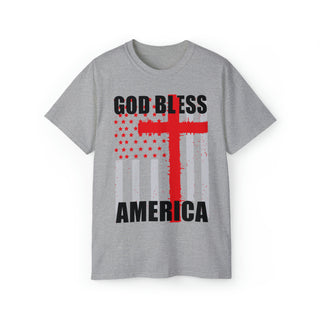 Buy sport-grey Unisex God Bless America Ultra Cotton Tee - Wear Your Patriotism Proudly