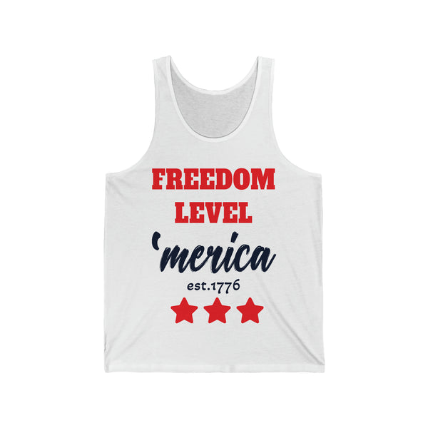 Freedom Level America Est 1776 - Comfortable patriotic apparel Unisex Jersey Tank