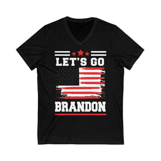 Buy black Let&#39;s Go Brandon Unisex Jersey Short Sleeve V-Neck Tee