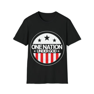 Buy black One Nation Under God -  Your Love for Country and Faith with Our Unisex Softstyle T-Shirt