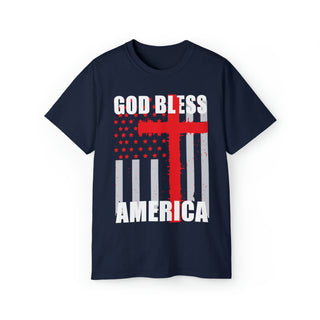 Buy navy Unisex God Bless America Ultra Cotton Tee - Wear Your Patriotism Proudly