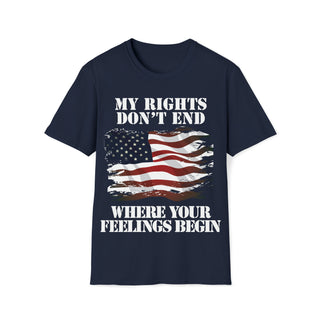 Buy navy Unisex Softstyle My Rights Don&#39;t End Where Your Feelings Begin Tee