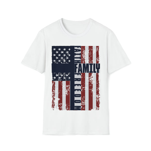 Unisex Softstyle T-Shirt - Stylish Tee for Faith, Family, and Freedom