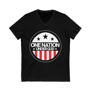 Buy black One Nation Under God Unisex Jersey Short Sleeve V-Neck Tee