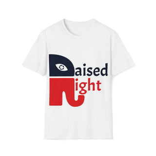 Buy white Raised Right Unisex Softstyle Cotton T-Shirt