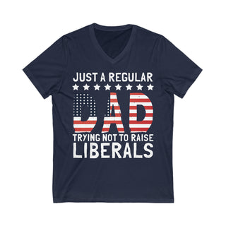 Buy navy Unisex Just A Regular Mom Trying Not To Raise Liberals V-Neck Tee