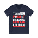 Unisex American Patriot Fire Arms Faith And Freedom Short Sleeve V-Neck Tee