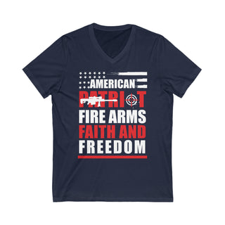 Unisex American Patriot Fire Arms Faith & Freedom V-Neck Tee