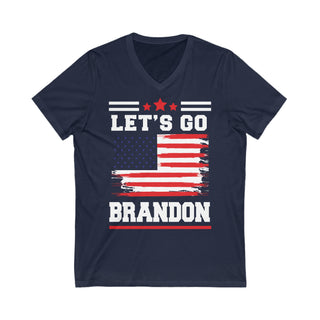 Buy navy Let&#39;s Go Brandon Unisex Jersey Short Sleeve V-Neck Tee