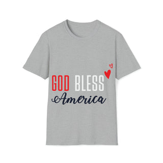 Buy sport-grey God Bless America Unisex Softstyle T-Shirt