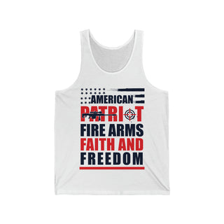 Buy white American Patriot Fire Arms Faith And Freedom Unisex Jersey Tank Top