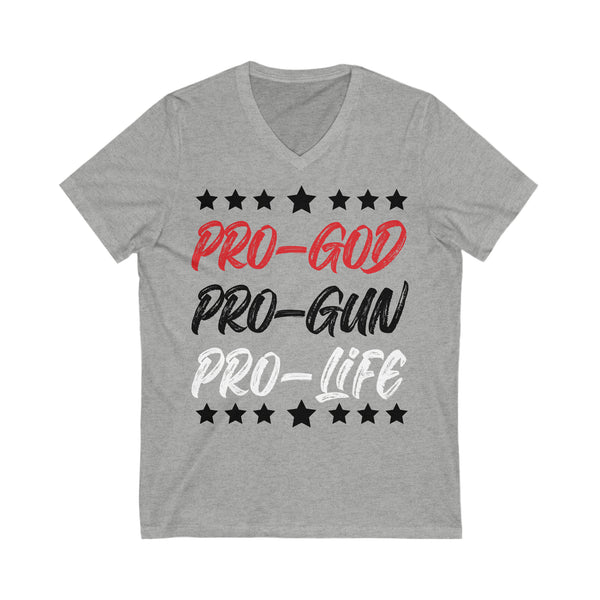 Pro God Pro Gun Pro Life - Unisex Jersey Short Sleeve V-Neck Tee