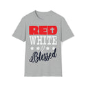 Unisex Red White Blessed Softstyle T-Shirt
