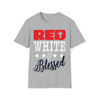 Buy sport-grey Unisex Red White Blessed Softstyle T-Shirt