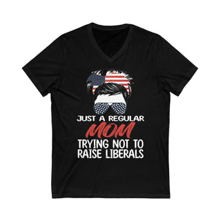 Buy black Mom Raise Liberals Unisex Jersey Short Sleeve V-Neck Tee - Your Perspective