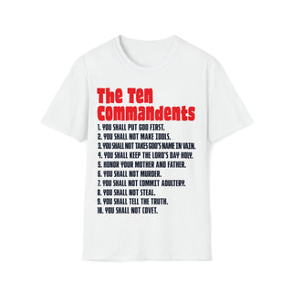 Buy white Unisex Top Ten Commandments Softstyle T-Shirt - Embrace Moral Wisdom with Comfort and Style