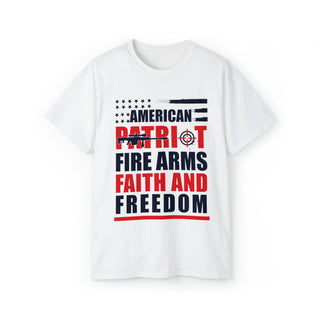 Buy white Unisex American Patriot Fire Arms Faith And Freedom Ultra Cotton Tee