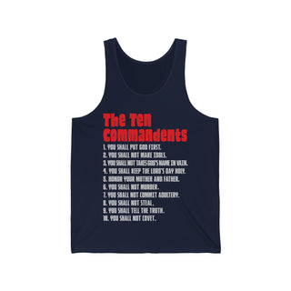 Buy navy Unisex The Ten Commandments Jersey Tank Top