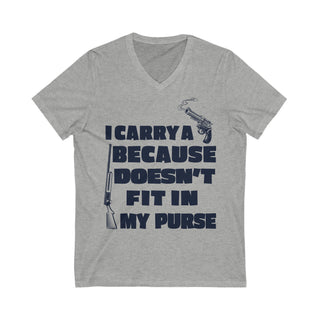 Buy athletic-heather I Carry A Gun Because A Rifle Doesn&#39;t Fit In My Purse-Short Sleeve Unique Statement V-Neck Tee