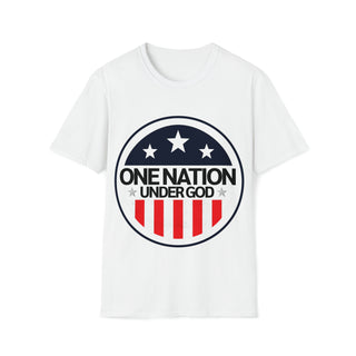 Buy white One Nation Under God -  Your Love for Country and Faith with Our Unisex Softstyle T-Shirt
