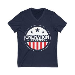 Buy navy One Nation Under God Unisex Jersey Short Sleeve V-Neck Tee