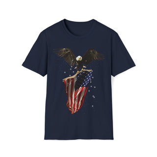 Buy navy American Flag-Carrying Eagle Unisex Softstyle T-Shirt
