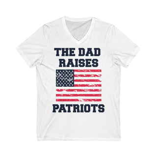 Buy white The Dad Raises Patriots Unisex Jersey V-Neck Tee
