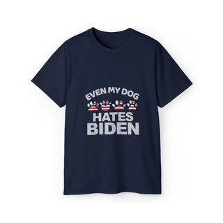 Buy navy Ultimate Comfort with Our Unisex Even My Dog Hated Biden Ultra Cotton Tee