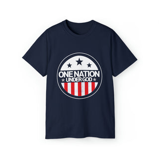 Buy navy One Nation Under God - Unisex Patriotic Ultra Cotton Tee with Faithful Design